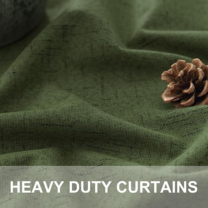 Olive Green Blackout Curtains for Bedroom 96 Inches Long Floor Length 2 Panel - Image 3