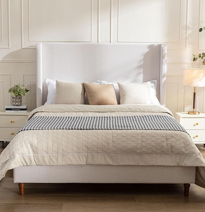 Harper Upholstered Wingback Bed Frame - Image 2