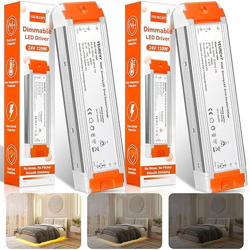 24V Dimmable LED Driver 120W AC 120V to DC 24 Volt Dimmable Lighting Low by VEURCHY