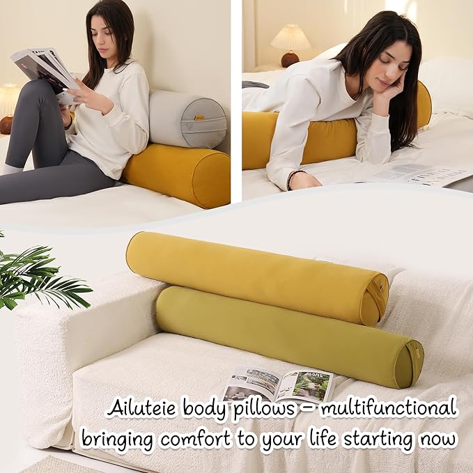 Bolster Pillow for Bed – Long Round Body Pillow for Adults, Cuddle Pillow for - Image 7