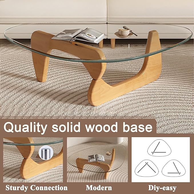 Modern Glass Coffee Table for Living Room, Mid Century Coffee Table, Small - Image 4