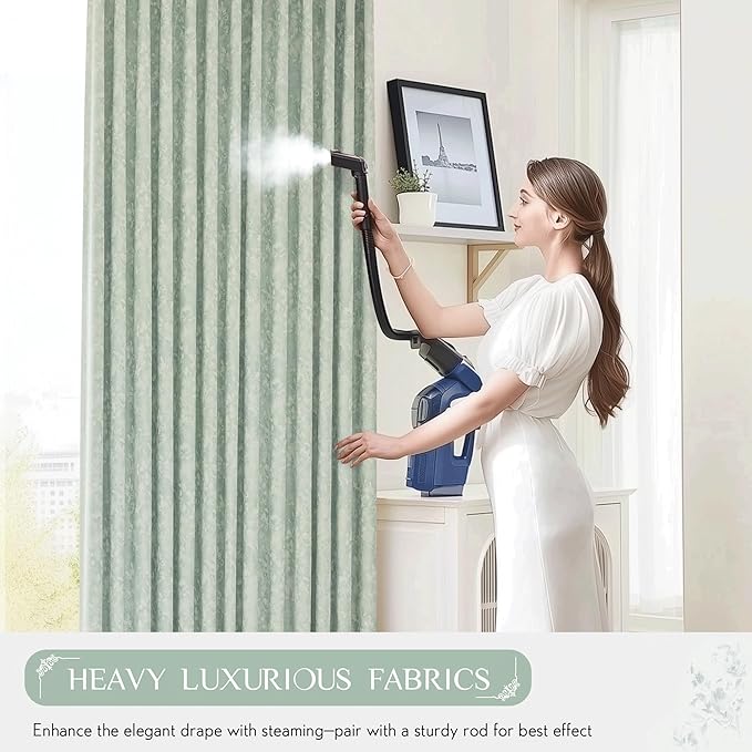 Beauoop Green Floral Jacquard Blackout Curtains 84 Inches Long 2 Panels - Image 5