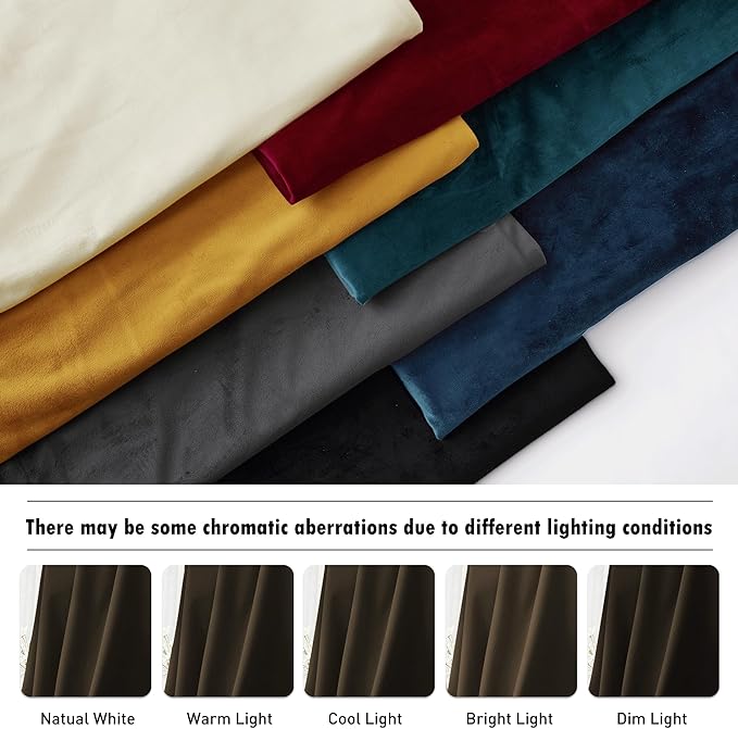 RYB HOME Brown Velvet Curtains 90 inches, Back Tab Soft Fabric Blackout Thermal - Image 6