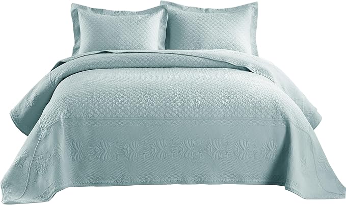 MarCielo 3-Piece 100% Cotton Oversized Bedspread Lightweight Quilt Coverlet - Image 2