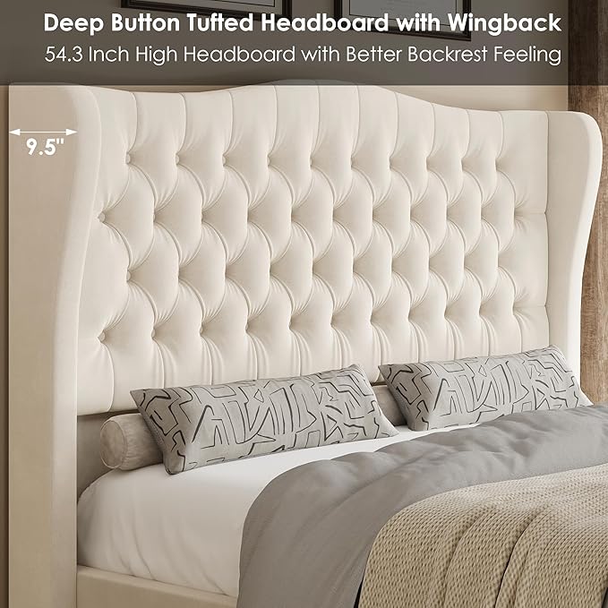 Keyluv Queen Size 54.3” Tall Platform Bed Frame - Image 3