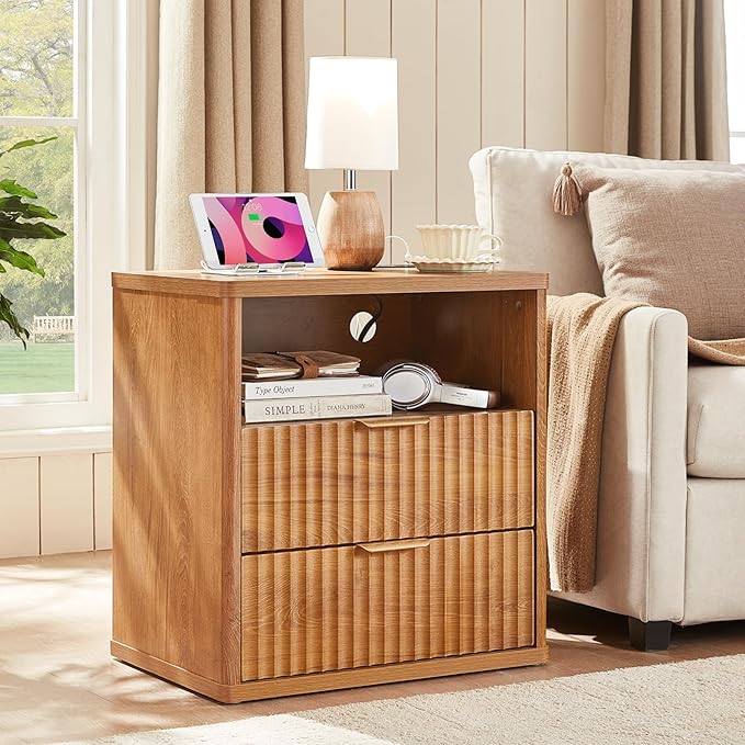 LEYAOYAO Fluted Nightstand Set of 2 - Image 2