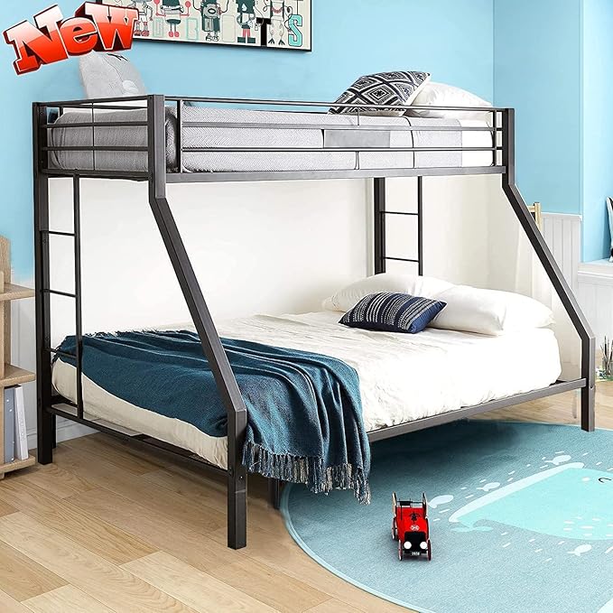 Upgraded Version Thicken Metal Heavy-Duty Twin XL Over Queen Bunk Bed, Best by Unknown