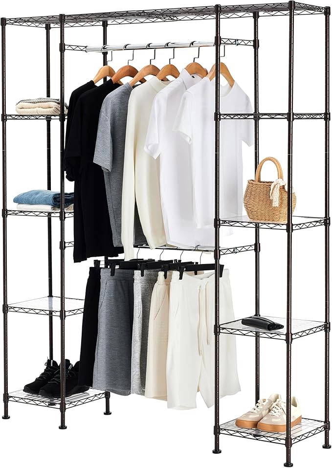 Amazon Basics Expandable Metal Hanging Closet Organizer and Storage Rack by AmazonBasics