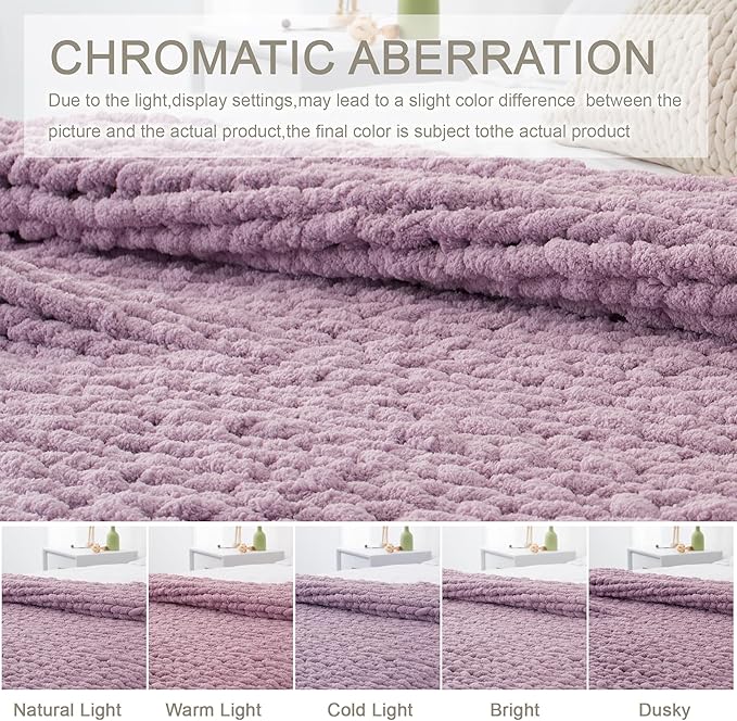 Chunky Knit Throw Blanket 50"X 60", 100% Handmade - Image 6