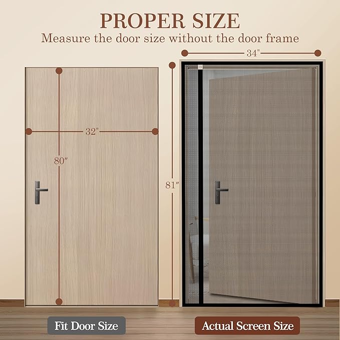 Yotache Reversible Left/Right Opening Magnetic Screen Door Fits Door Size - Image 2