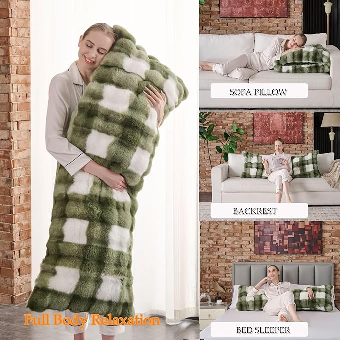 Luxury Shaggy Faux Fur Body Pillow, Fluffy Bed Pillow - Image 2