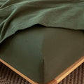MooMee Fitted Bottom Sheet Only 100% Washed Cotton Linen Like Textured by MOOMEE