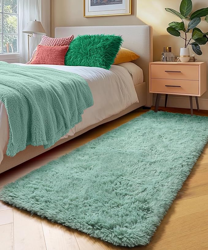 PAGISOFE Machine Washable Sage Green Runner Rugs by PAGISOFE