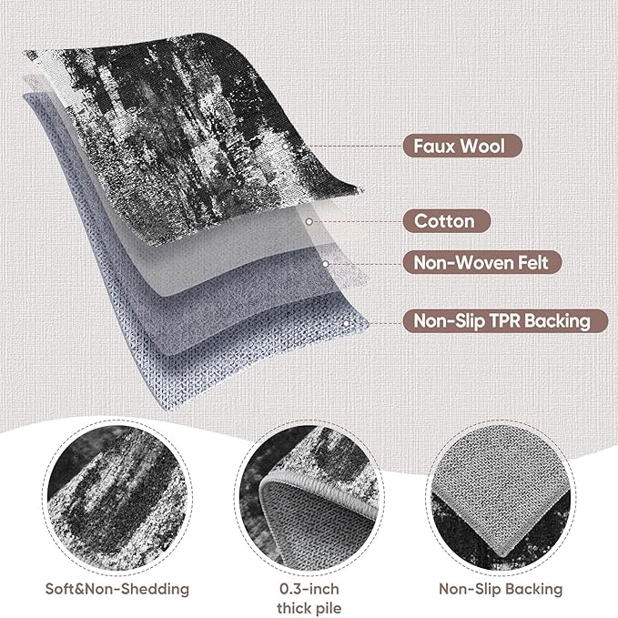 3x6 Kitchen Hallway Runner Rug: Long Washable Rug Runner Non-Slip Indoor - Image 5