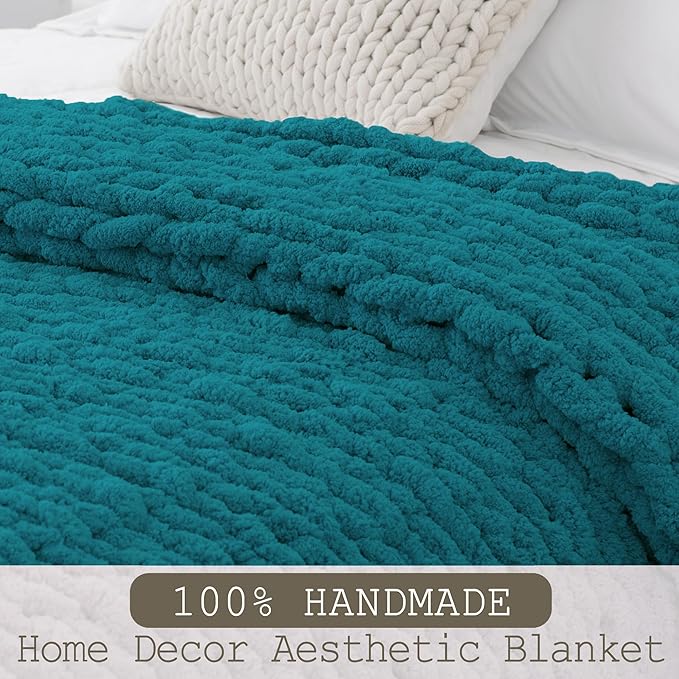 Chunky Knit Throw Blanket 50"X 60", 100% Handmade - Image 6