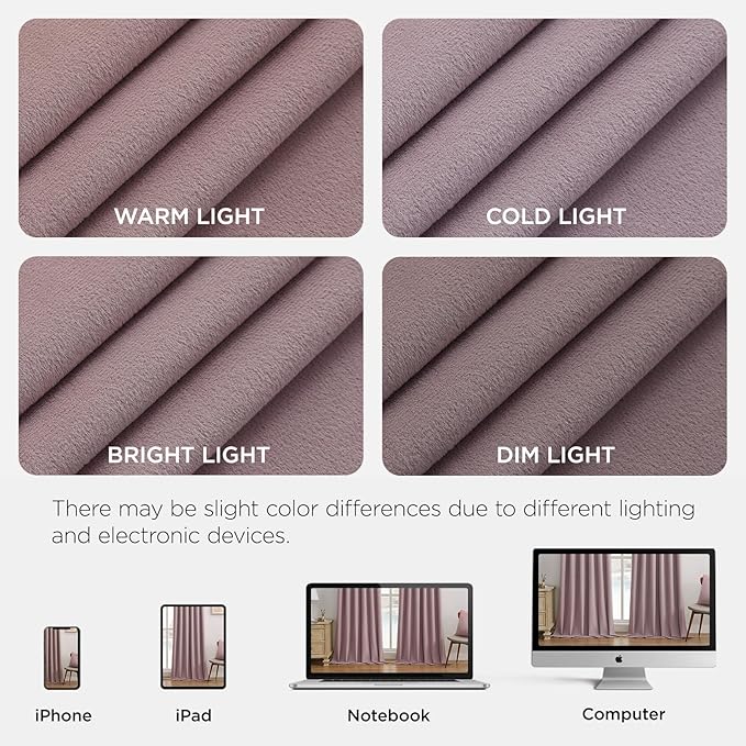 Joydeco Rose Pink 100% Blackout Curtains 90 Inch 2 Panels, Luxury Thermal Pink - Image 7