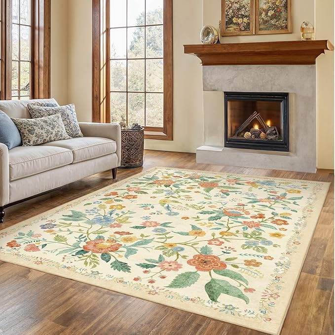Amada 5x7 Area Rugs, Non-Slip & Low-Profile Living Room Rug by AMADAHOMEFURNISHING