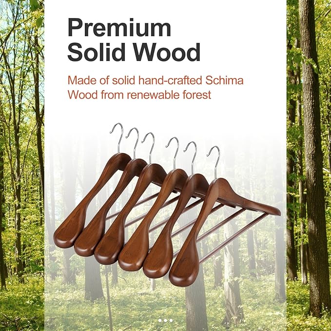 TOPIA HANGER Wide Shoulder Wooden Hangers, Suit Hangers - Image 6