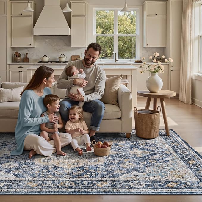PADOOR 9X12 Area Rug, Rugs for Living Room, Soft Blue Rugs for Bedroom - Image 6