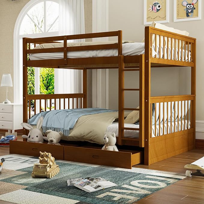 Merax Full Over Full Size Wood Bunk Bed by Merax