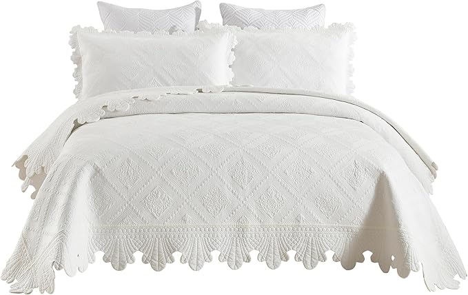 MarCielo 3-Piece 100% Cotton Oversized Bedspread Lightweight Quilt Coverlet - Image 8
