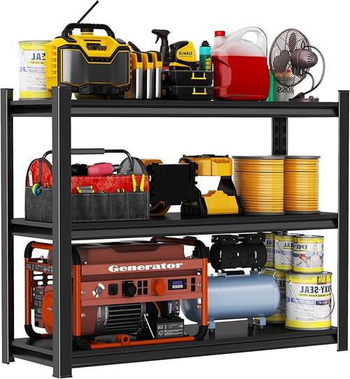 3-Tier Storage Shelves, Garage Metal Shelving Unit, Adjustable, Double-Layer by Beaunatixx