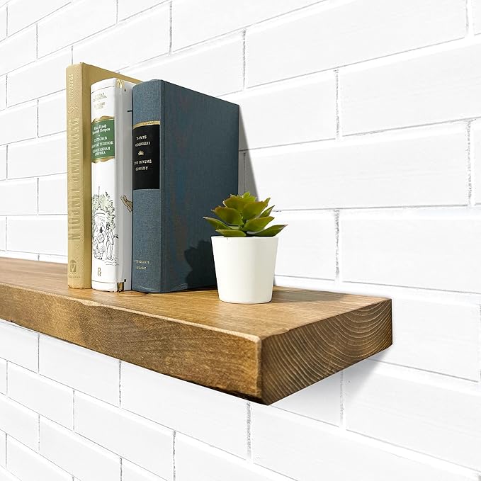 URBANDI, Rustic Floating Shelves, Hidden Bracket, Solid Wood, Heavy Duty - Image 7
