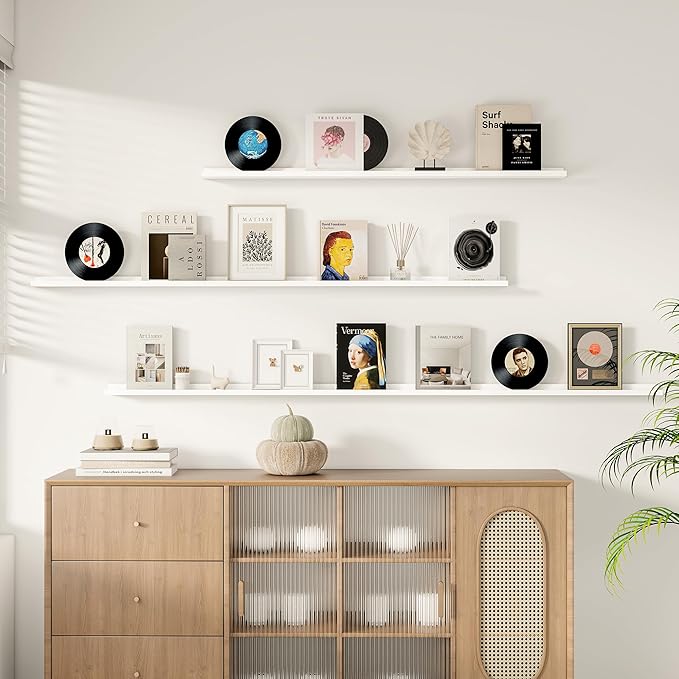 Floating Picture Ledge Shelves for Wall Set of 2, 95 Inches Picture Ledge Shelf - Image 3