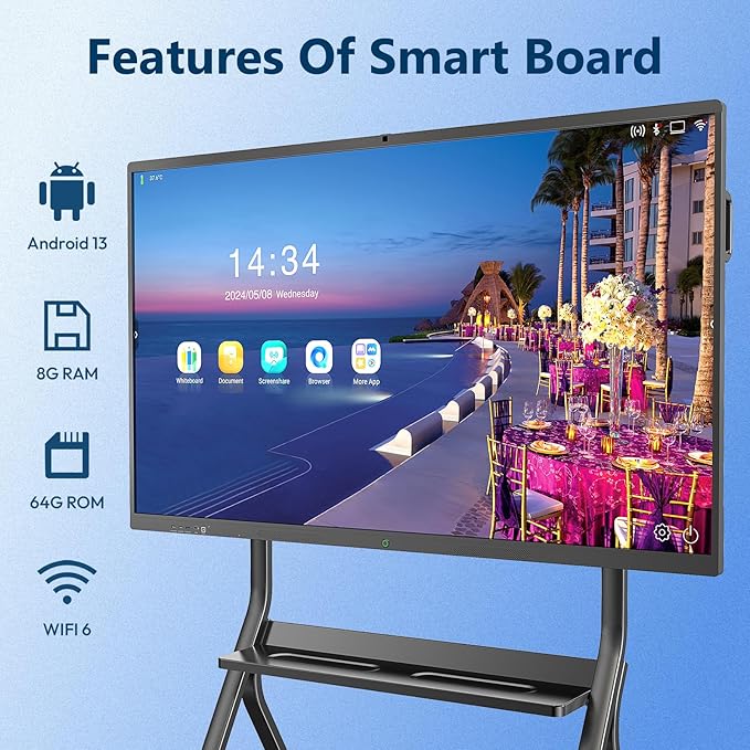 YIXZSWD Smart Board, 75 Inch Interactive Whiteboard 4K Touchscreen Built in - Image 2