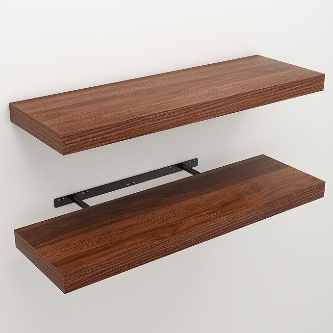 Floating Shelves for Wall, 9.3" Deep Wall Mounted Wood Shelves for Bathroom - Image 3