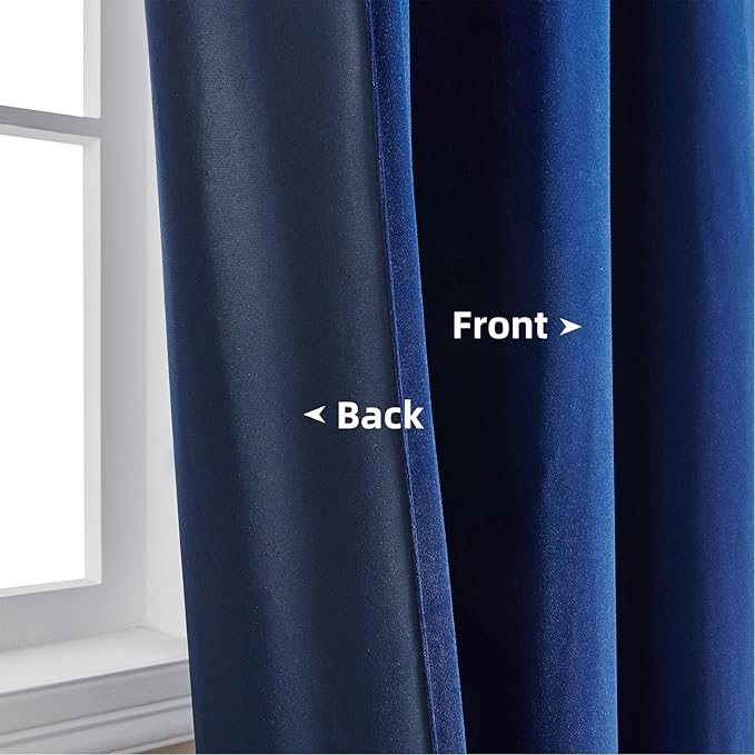 Joydeco Royal Blue Velvet Curtains 84 Inches Long, Luxury Grommet Blackout - Image 4
