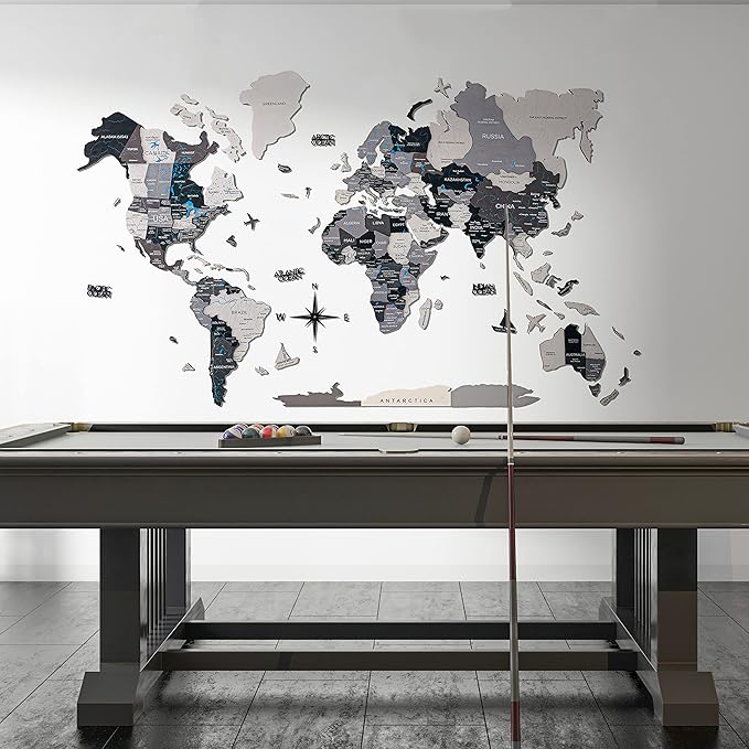 Handmade 3D Wood World Map Wall Art Large Wall Decor Track Your World Travels - Image 3