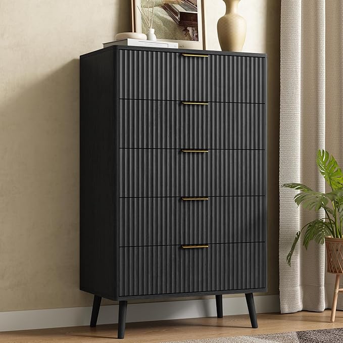 CARPETNAL Fluted 5 Drawers Dresser by CARPETNAL