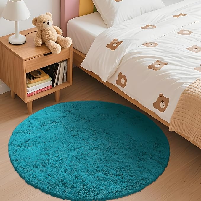 OLANLY Teal Round Rugs for Bedroom - Image 2