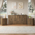 9 Drawer Dresser & Nightstand Set 3-Piece, 63” Wide Walnut Bedroom Dresser and by NOVAMAISON