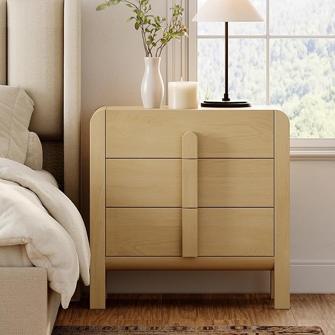 WAMPAT Modern 3 Drawer Nightstand, 31.5" Tall Nightstand End Table Bed Side - Image 2