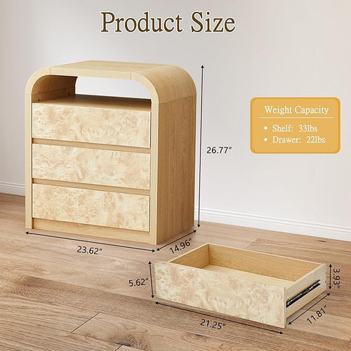 3 Drawer Dresser for Bedroom, Modern Chest of Drawers - Image 2