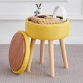 Mxfurhawa Storage Ottoman Foot Stool Linen Round Vanity Stool Tray Top Footstool by Mxfurhawa