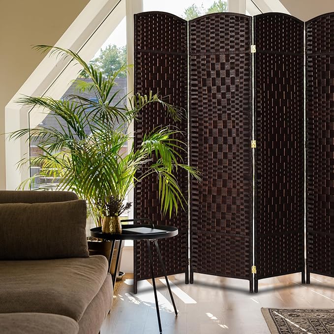 VINGLI 6 FT Tall Rattan Room Divider, Folding Privacy Screen, Indoor Partition - Image 7