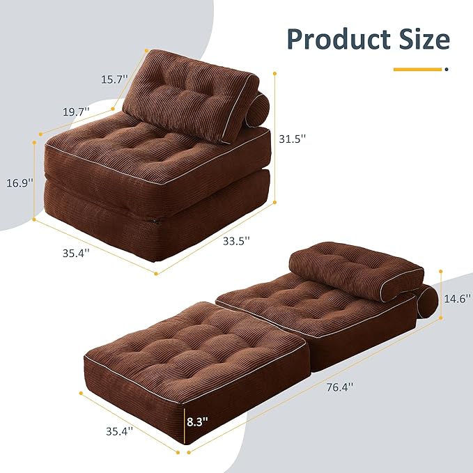 Folding Chair Bed, Futon Sofa Bed, Floor Couch - Image 2