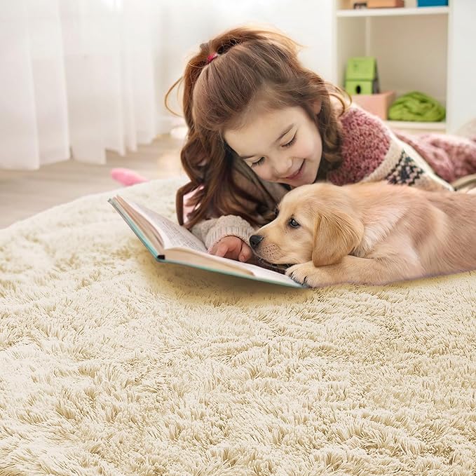 OLANLY Cream Round Rugs for Bedroom - Image 4