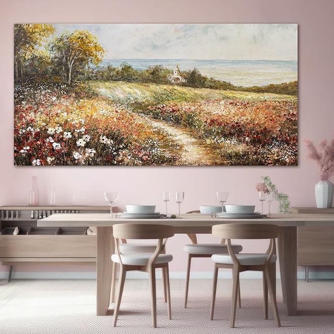 YETHEN WAL Floral Country Meadow Canvas Wall Art – Extra Large Cottage - Image 3