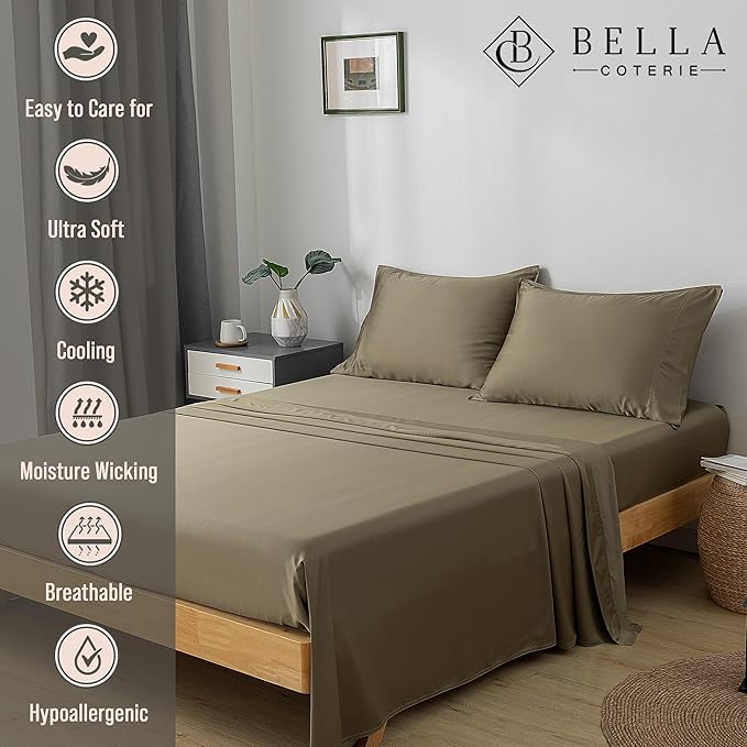 Bella Coterie Luxury Bamboo Viscose 34” Split Top King Size Sheet Set | 1 - Image 3