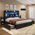AMERLIFE Queen Bed Frame with 4 Storage Drawers, LED Bed Frame with 49.6" Tall by AMERLIFE