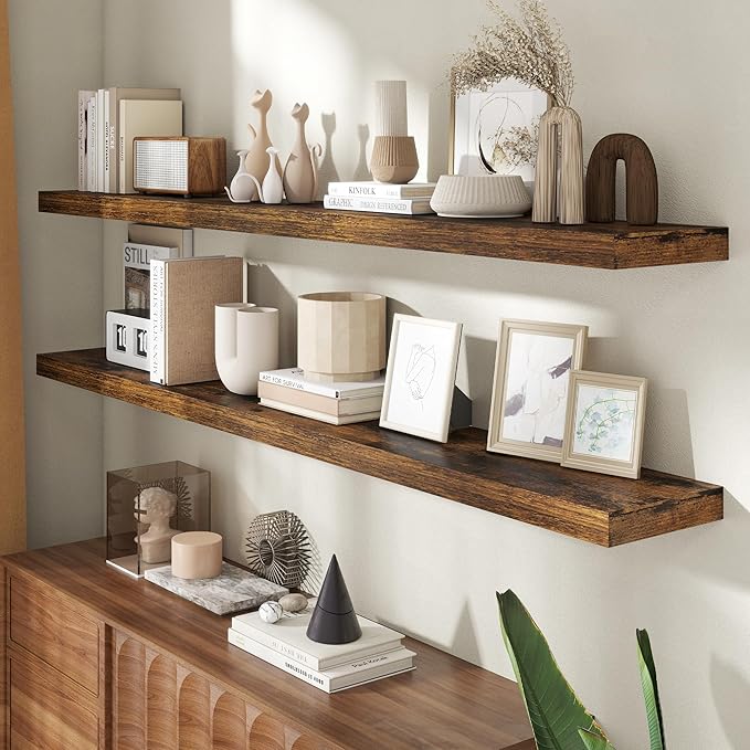 72 Inch Floating Shelves for Wall, 8 Inch Deep Floating Shelf for Storage & - Image 2