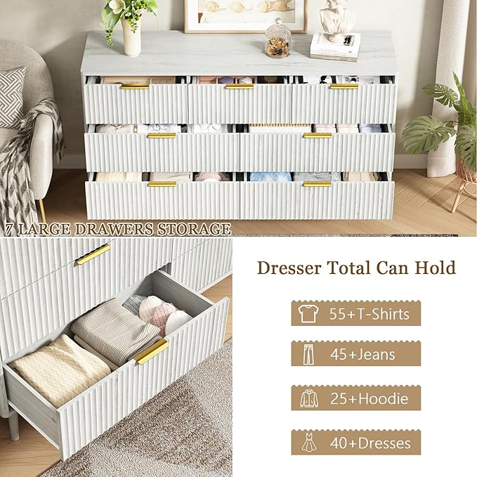 CARPETNAL Fluted 7 Drawer Dresser - Image 6