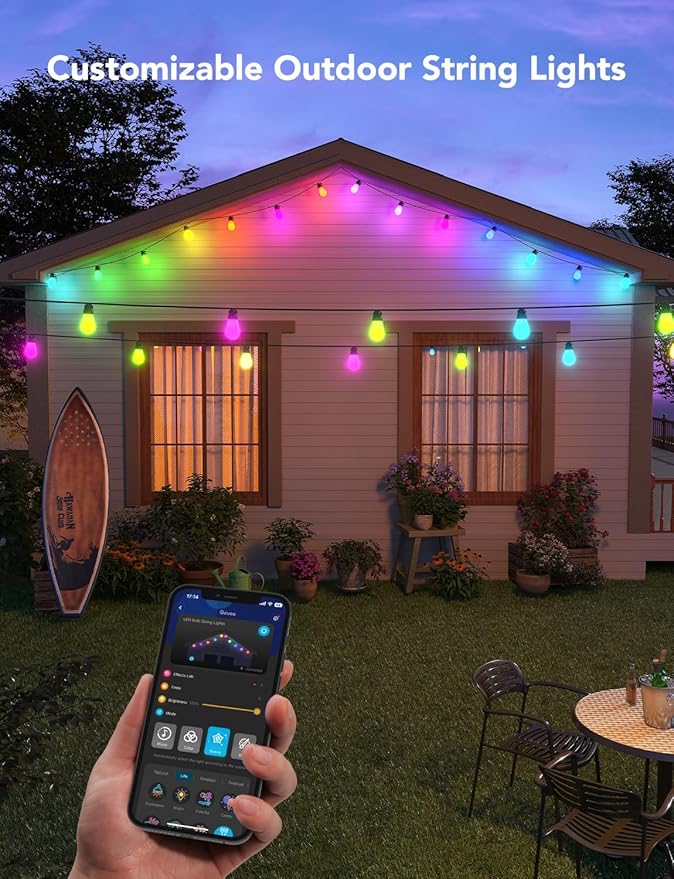 Govee Smart Outdoor String Lights H7029, 24ft RGBIC Outdoor Lights - Image 8