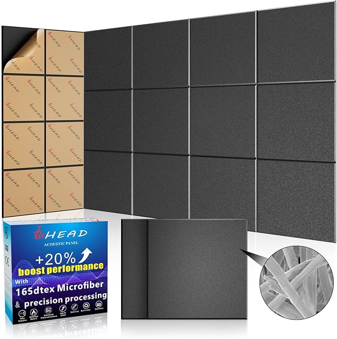 BSHEAD 10 pcs 165dtex Microfiber Acoustic Panels ，Self-Adhesive Soundproof Wall by Staytunedforournewproduct