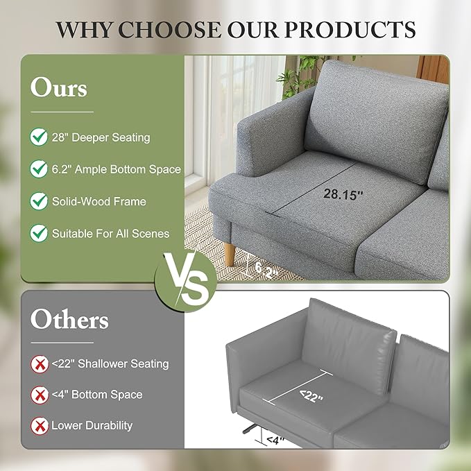 Loveseat Sofa 56", Small Couches - Image 6