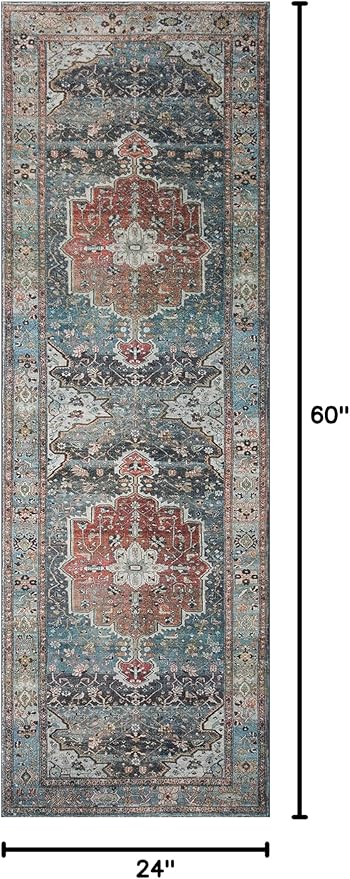 Loloi Margot Collection MAT-05 Ocean/Brick 2'-0" x 5'-0" Accent Rug feat. - Image 2